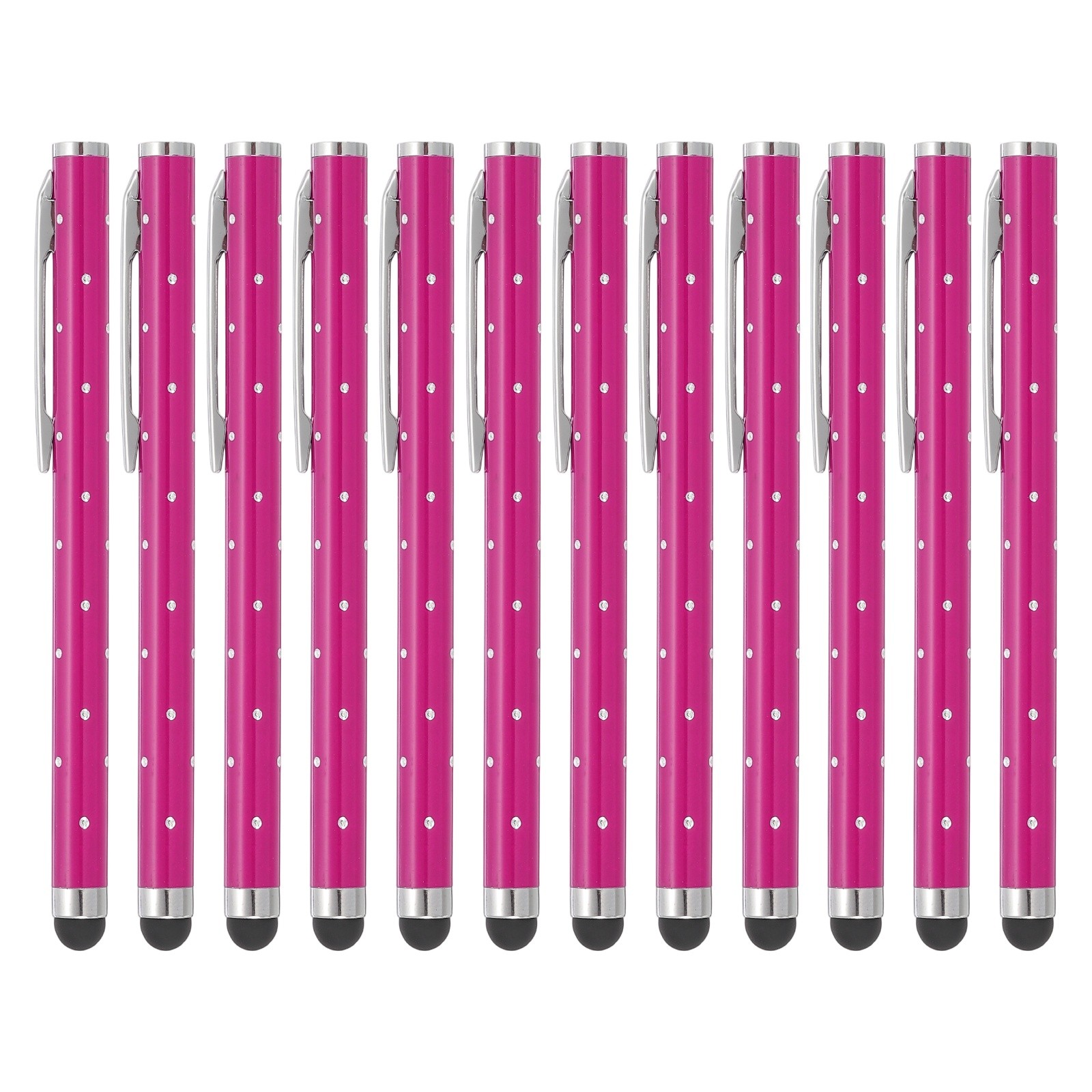 12Pcs, Bling Crystal Stylus Pens for Touch Screens Rose Red