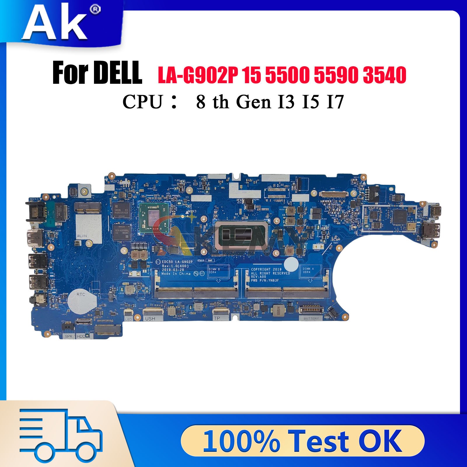 For Dell Latitude 5500 3540 Notebook Mainboard LA-G902P 08K4FK 0VM2Y4 06YY9J