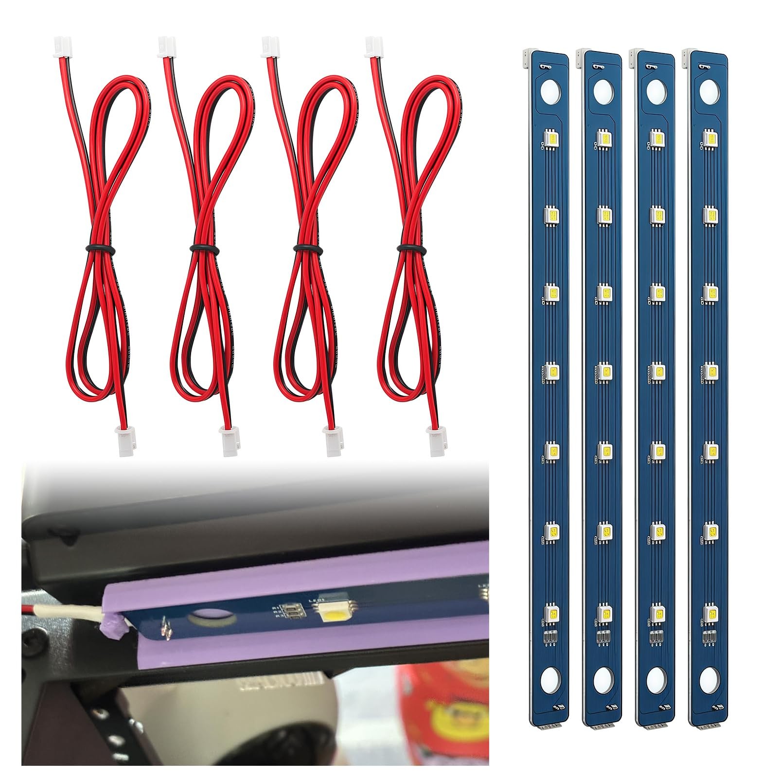 Yuqutum 4PCS 3D Printer Accessories 24V LED Light Board Kit, 3D Printer LED