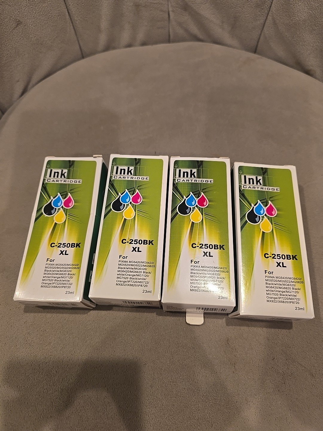 Lot of 4 C-250 XL BK Canon Black Ink Printer Cartridges For Use with Canon PIXMA