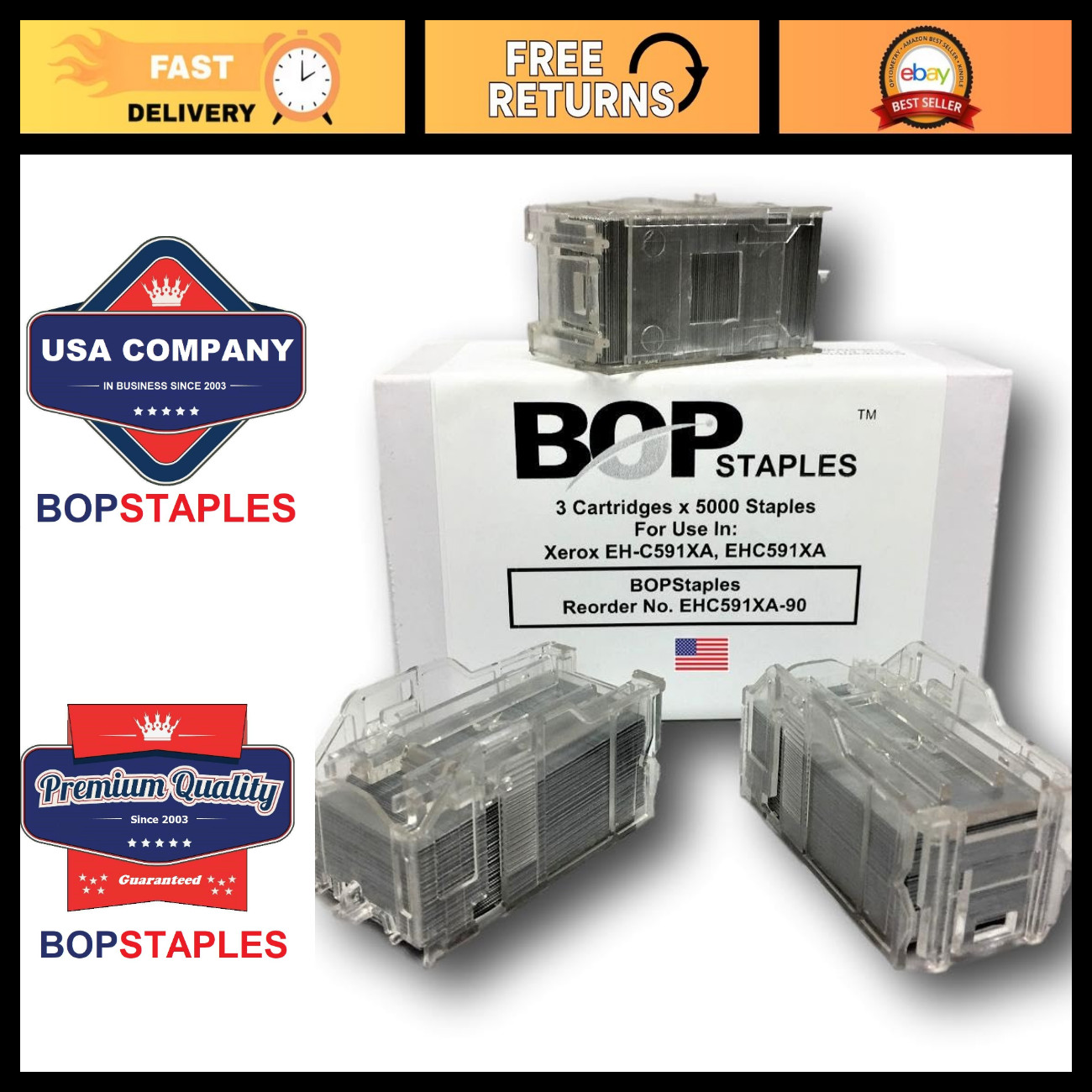 Compatible Xerox EH-C591XA Staple Cartridge Refills - 3 Pack x 5000 Staples