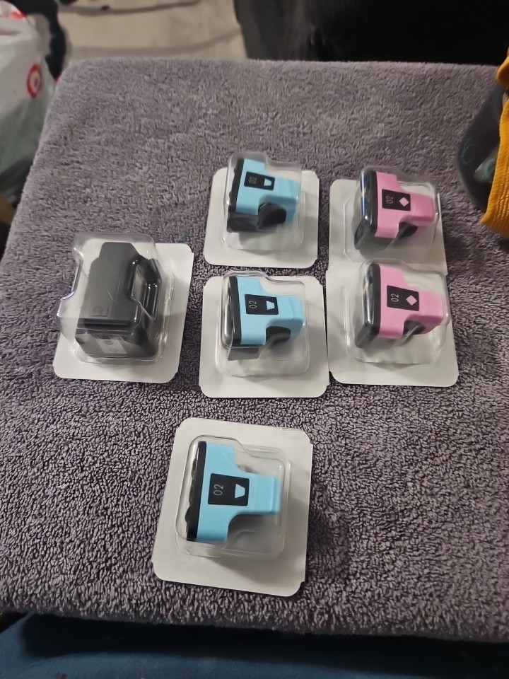 6 NEW HP 02 Series Photo Packs Ink Cartridges Cyan , Magenta  and Black