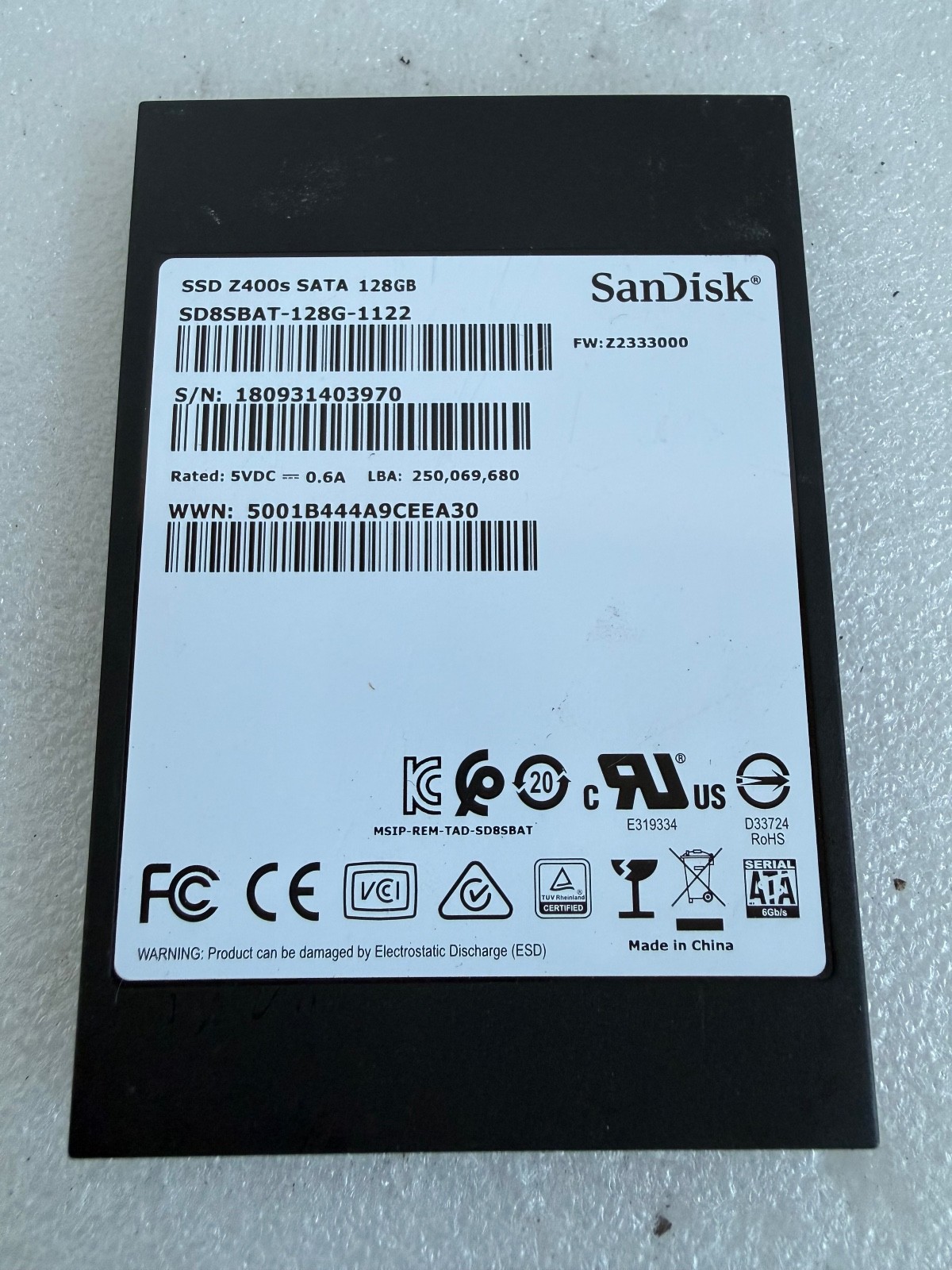 SanDisk Z400s 128GB SATA 6Gb/s 2.5" SSD SD8SBAT-128G-1122