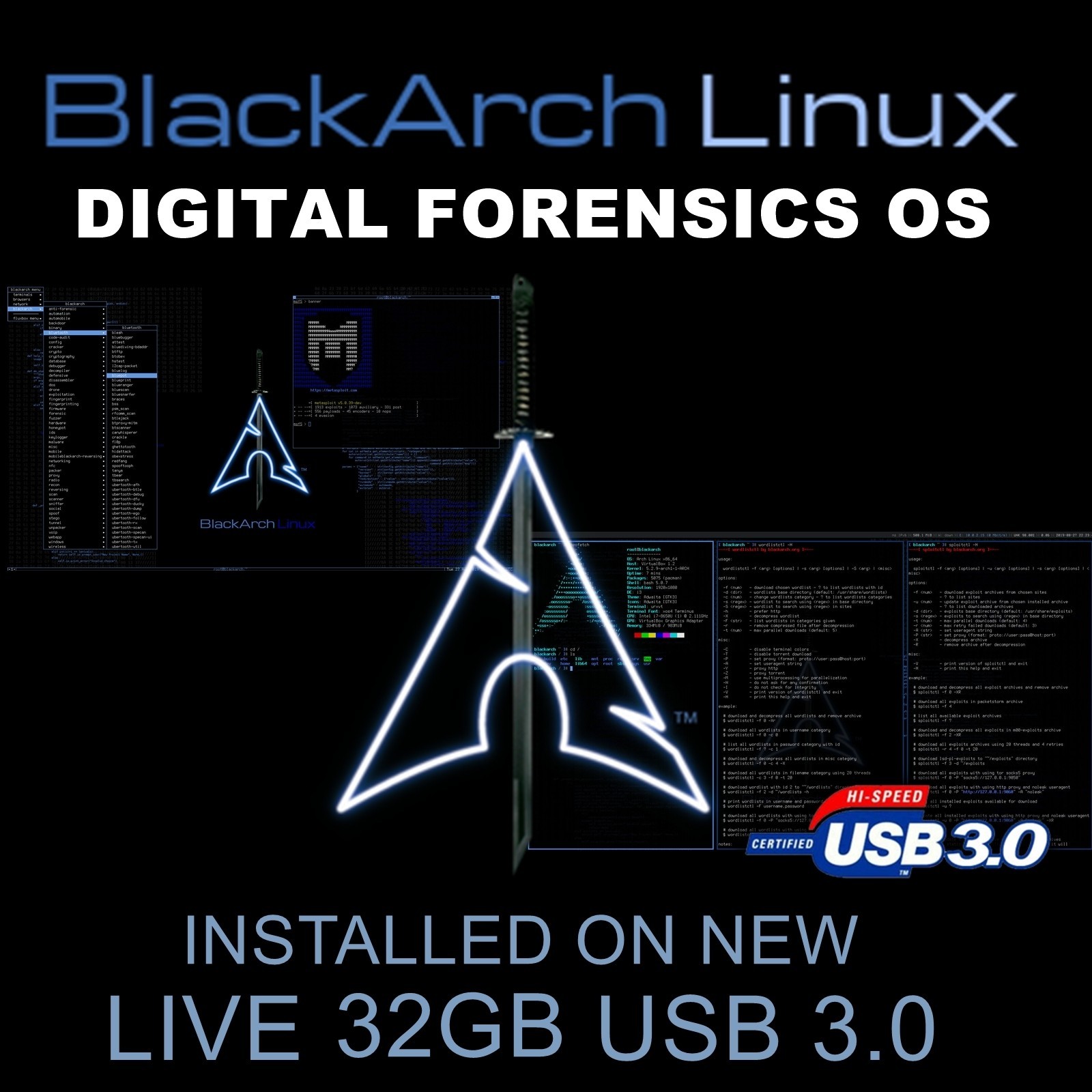 BlackArch Linux OS - 32GB USB 3.0 | 3500+ Security Tools | Bootable OS