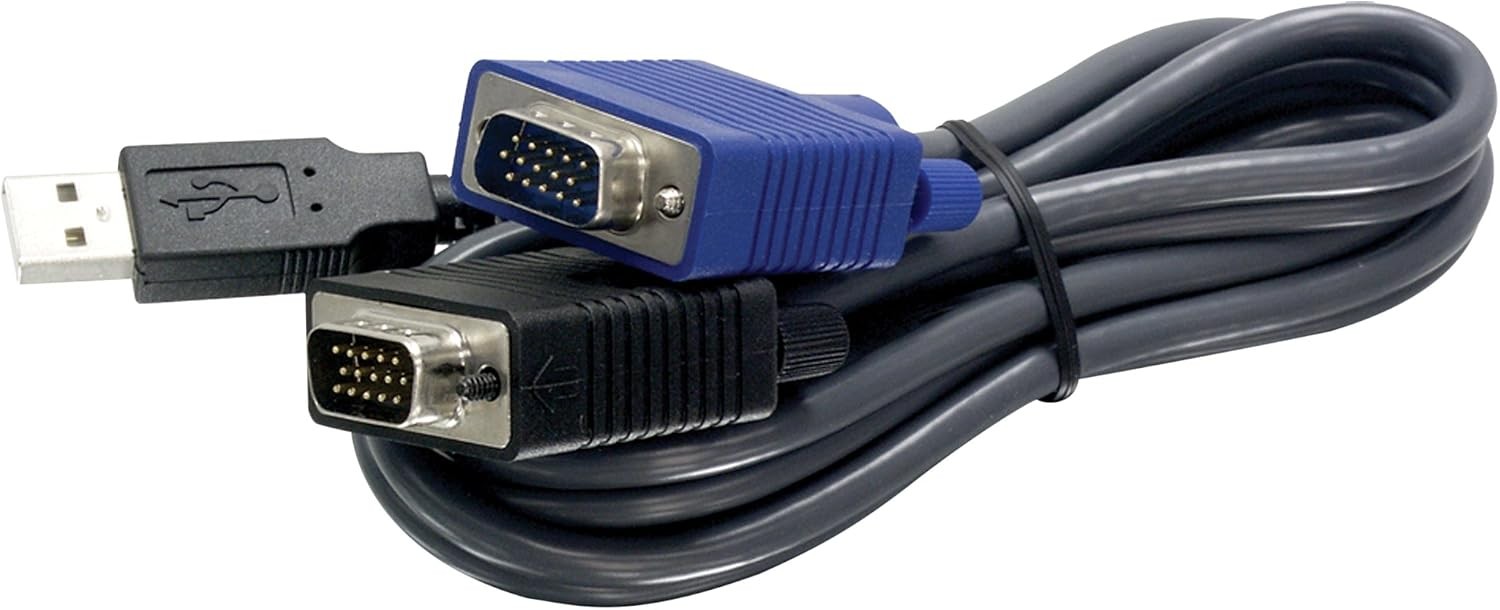2-in-1 USB VGA KVM Cable 1.83m 6 Feet TK-CU06 NDAA Compliant VGA-SVGA HDB 15-Pin