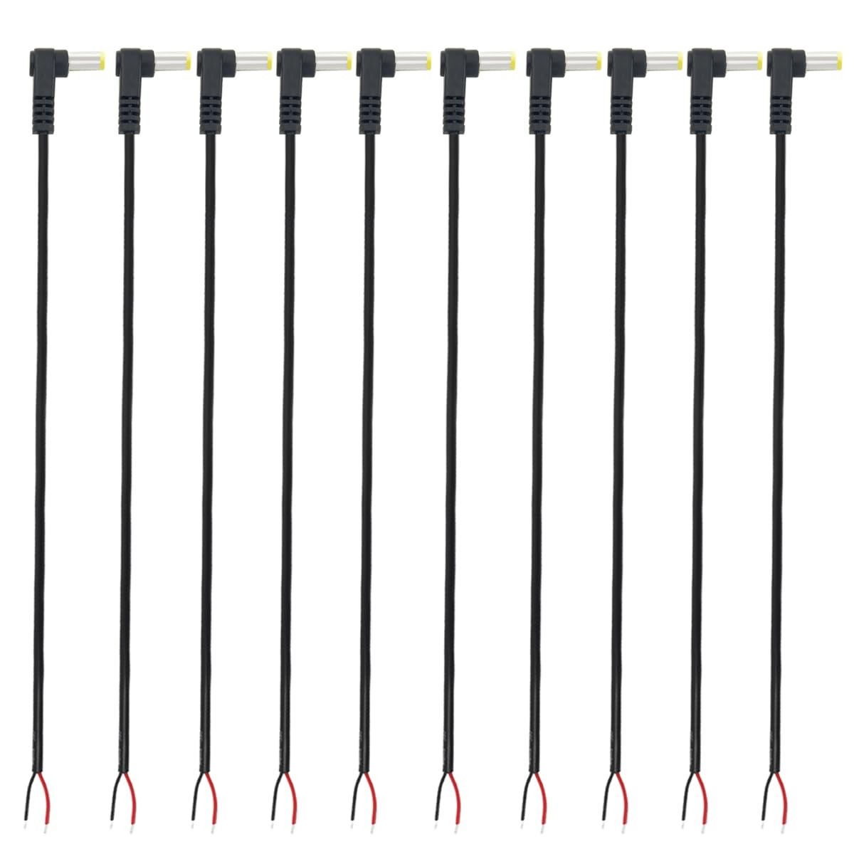 10 PCS 22AWG Right Angle DC Power Pigtails Cable 5.5x2.1mm 90 Degree Barrel