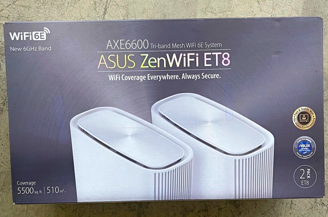 ASUS ZenWiFi ET8 AXE6600 Tri-Band Mesh WiFi 6E Router 2-Pack White