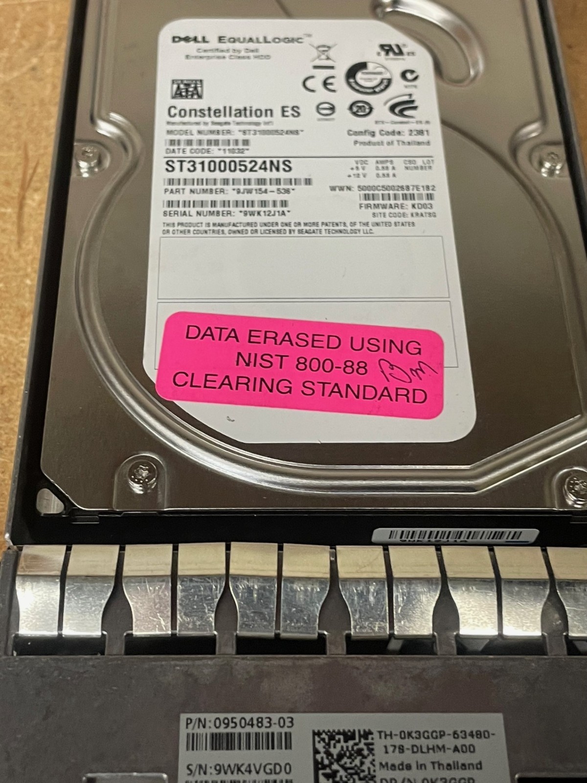 Dell ST31000524NS 9JW154-536 EqualLogic 1TB 7.2K SATA 3.5" 3Gbps Hard Drive | 
