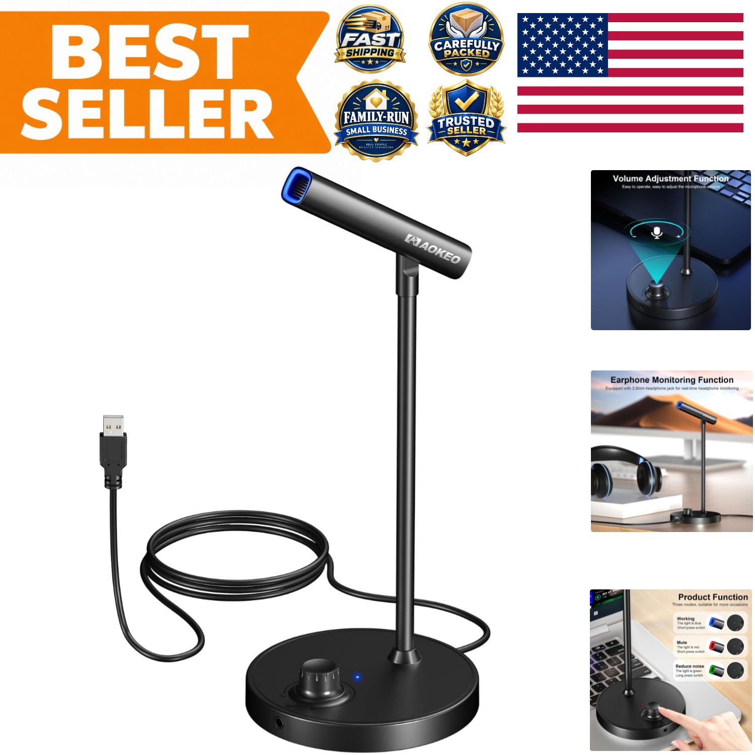 Versatile USB Desktop Microphone with Low Self-Noise - Perfect for Recording