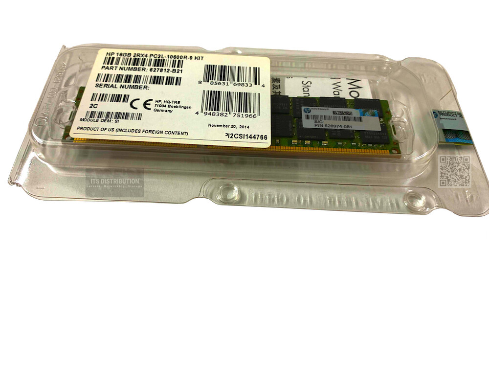 627812-B21 I Genuine New Sealed HP SmartMemory 16GB DDR3 SDRAM Memory Module
