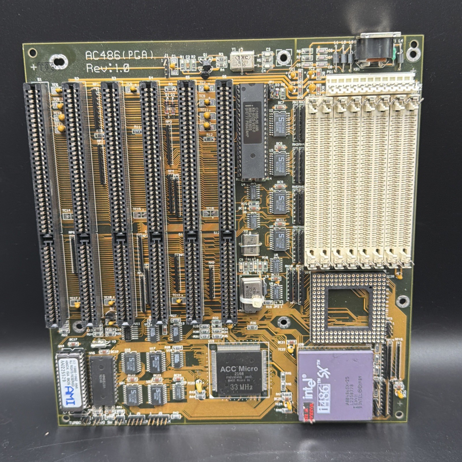 Vintage AC486 PGA Rev 1.0 Intel i486SX Motherboard ACC Micro 2168 AMI ISA