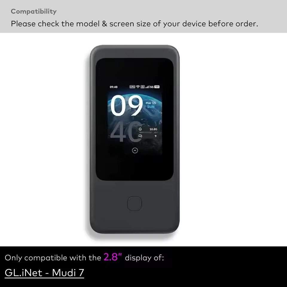 Screen Protector for GL.iNet Mudi 7 GL-E5800 Tri-band Wi-Fi 7 Travel Router 2.8"