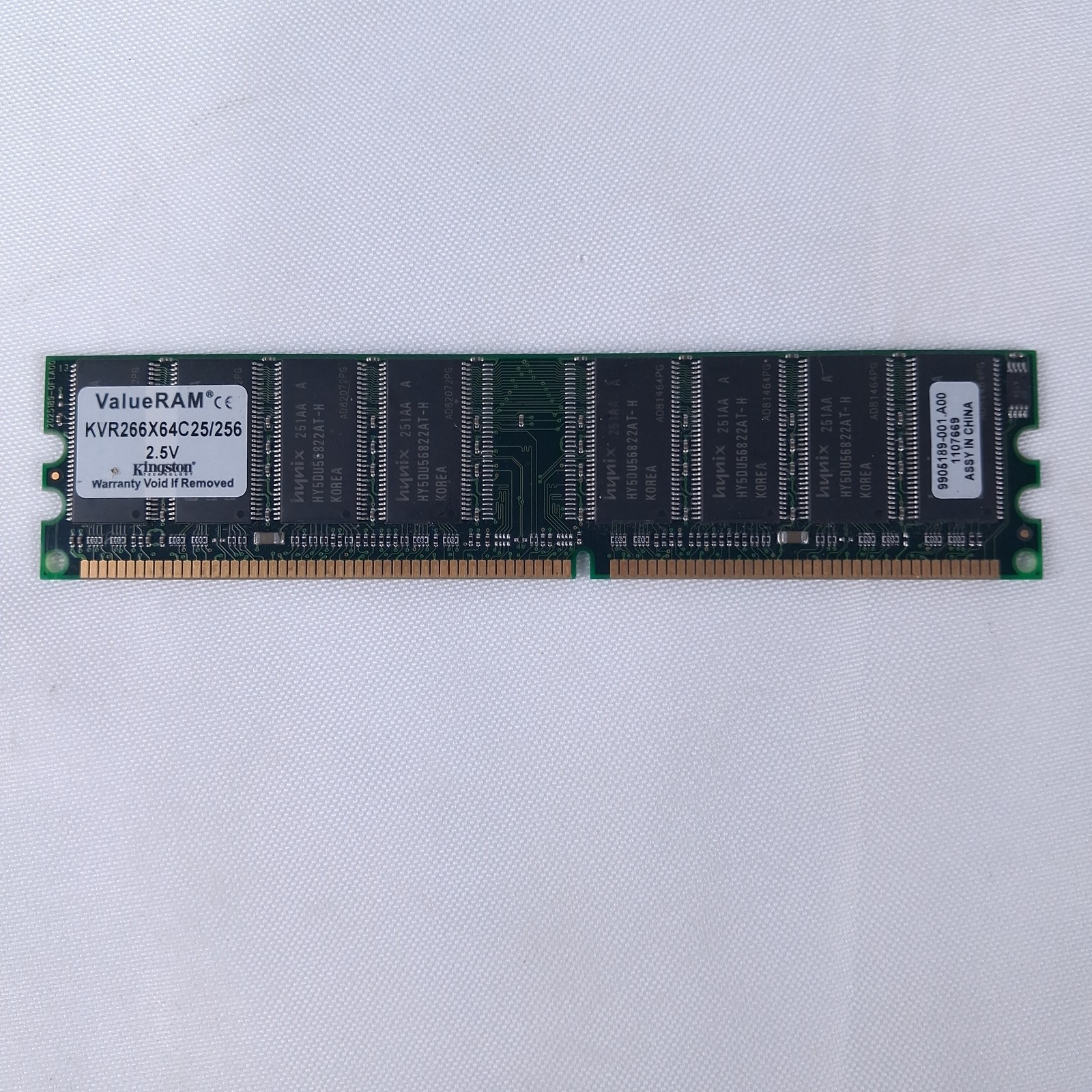 Kingston ValueRAM KVR266X64C25/256 256MB PC2100 DDR SDRAM DIMM 2.5V