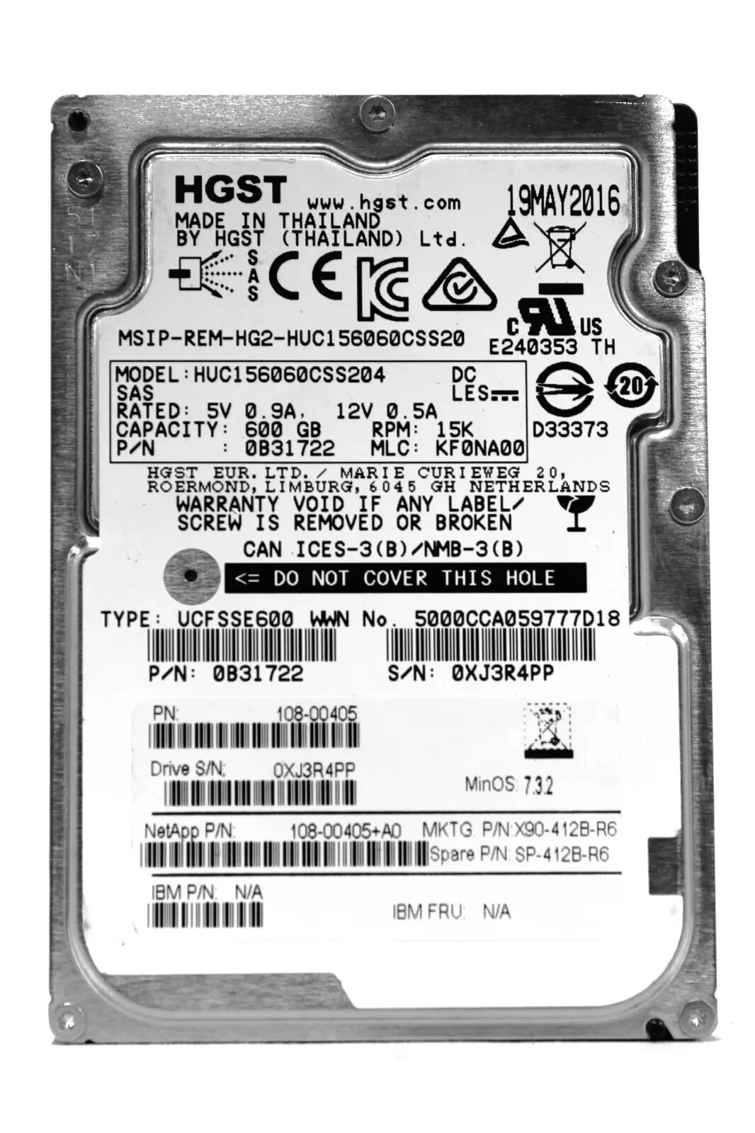 HGST  HUC156060CSS204 600GB 15K RPM 12Gb/s 2.5" SAS Server Hard Drive