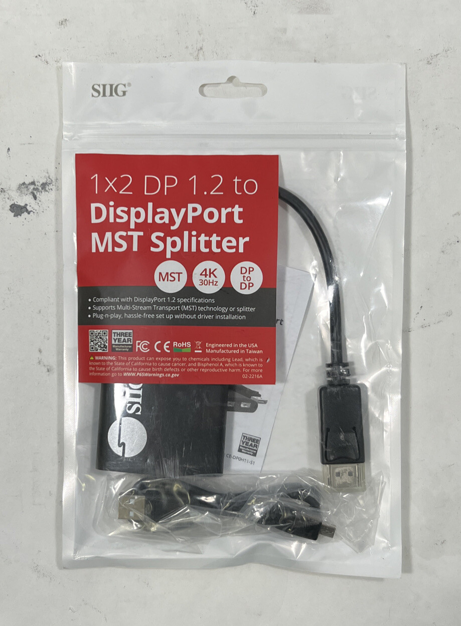 New SIIG 1x2 DisplayPort 1.2 to DisplayPort Multi-Monitor Splitter CE-DP0H11-S1