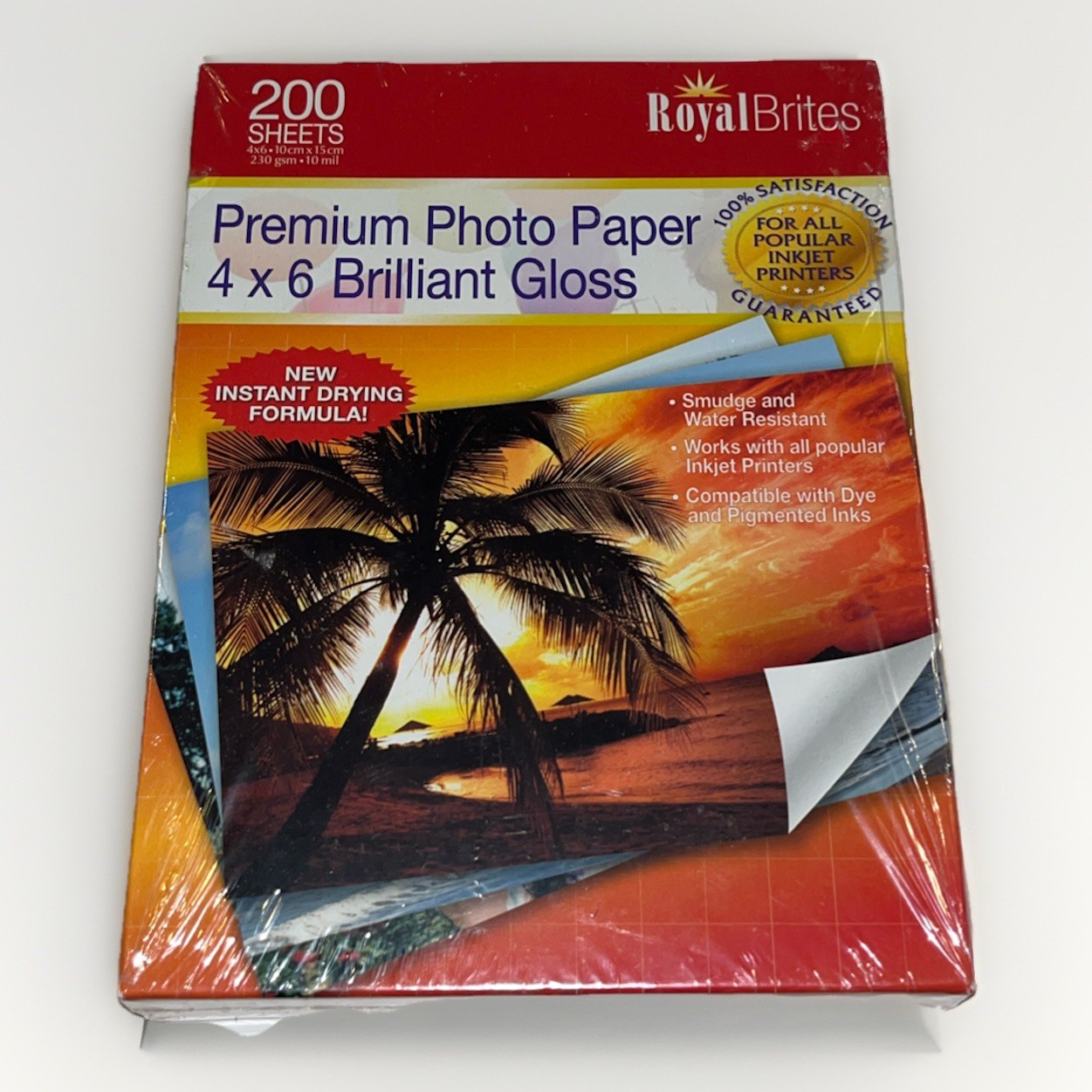Royal Brites Premium Brilliant Gloss Photo Paper 4x6 Inkjet Printers 200 Sheets.