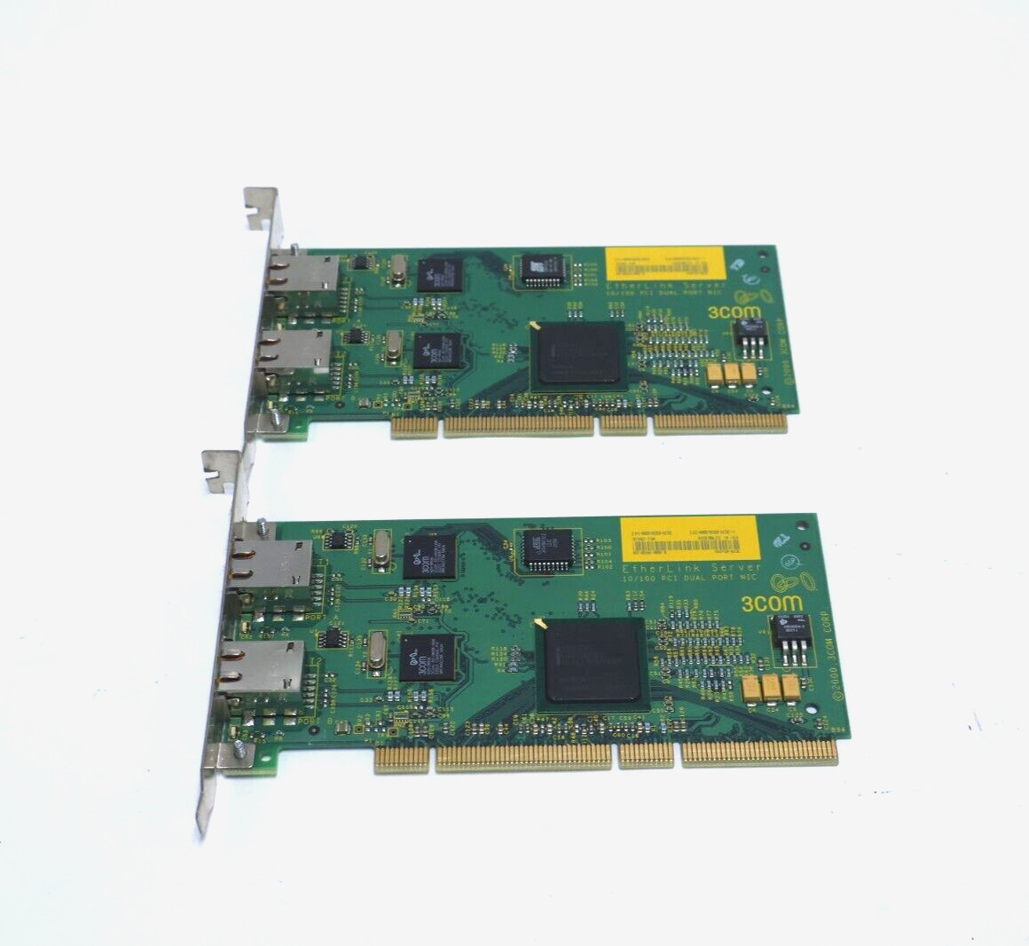 Lot of 2 3Com 3C982-TXM EtherLink Server 10/100 PCI Dual Port Network Card
