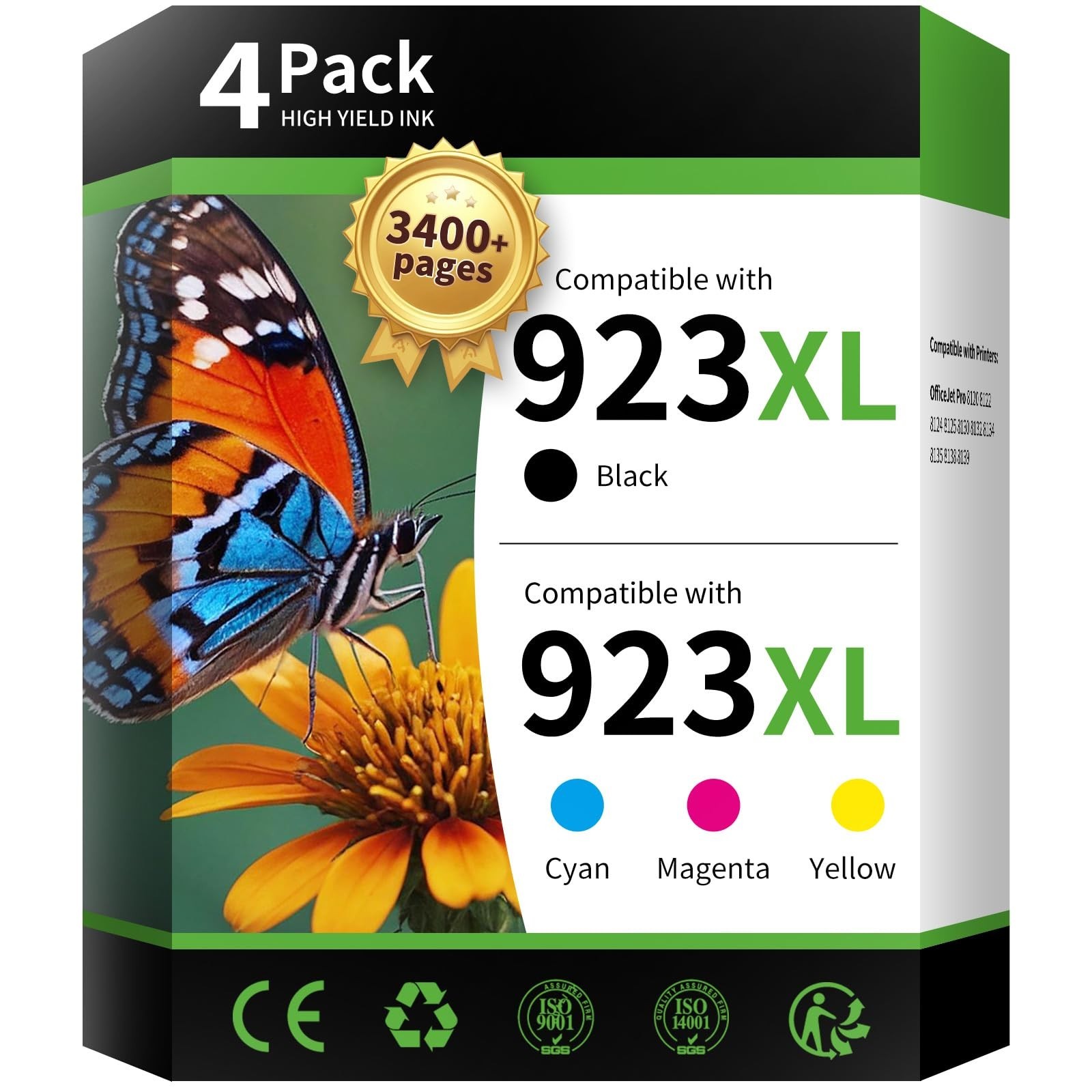 INK4U 923XL Ink Cartridges (Black, Cyan, Magenta, Yellow)