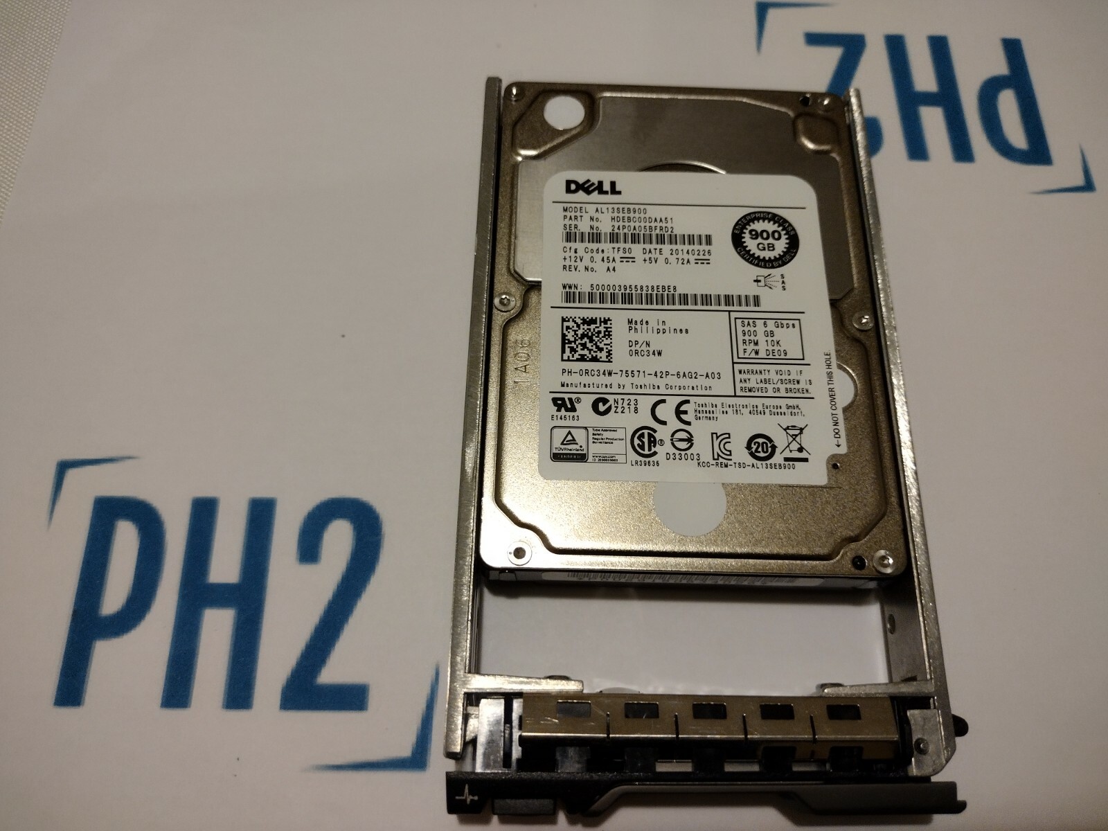 	DELL	AL13SEB900	0RC34W	RC34W	900GB 10K 6Gb/s SAS 2.5'' WITH DELL R TRAY 