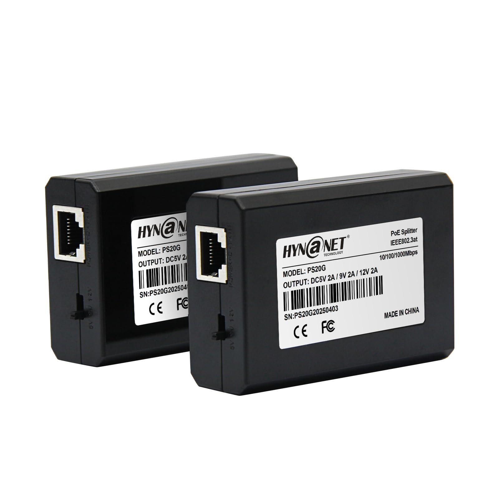 2-Pack, 24W 802.3at Gigabit PoE+ Splitter to 5V/9V//12V, (5.5mm x 2.1mm) or...