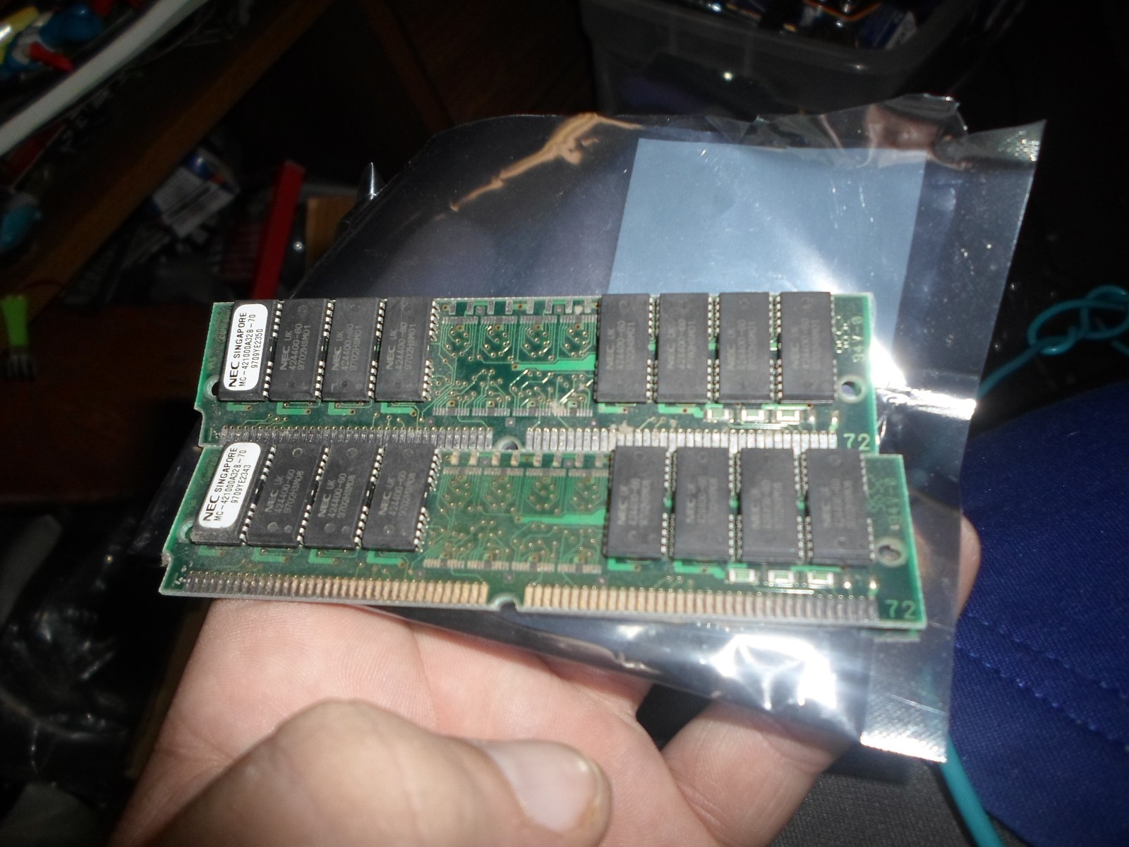 2 MC-421000A32B-70  NEC 72-PIN SIMM  RAM MEMORY MODULE CARD