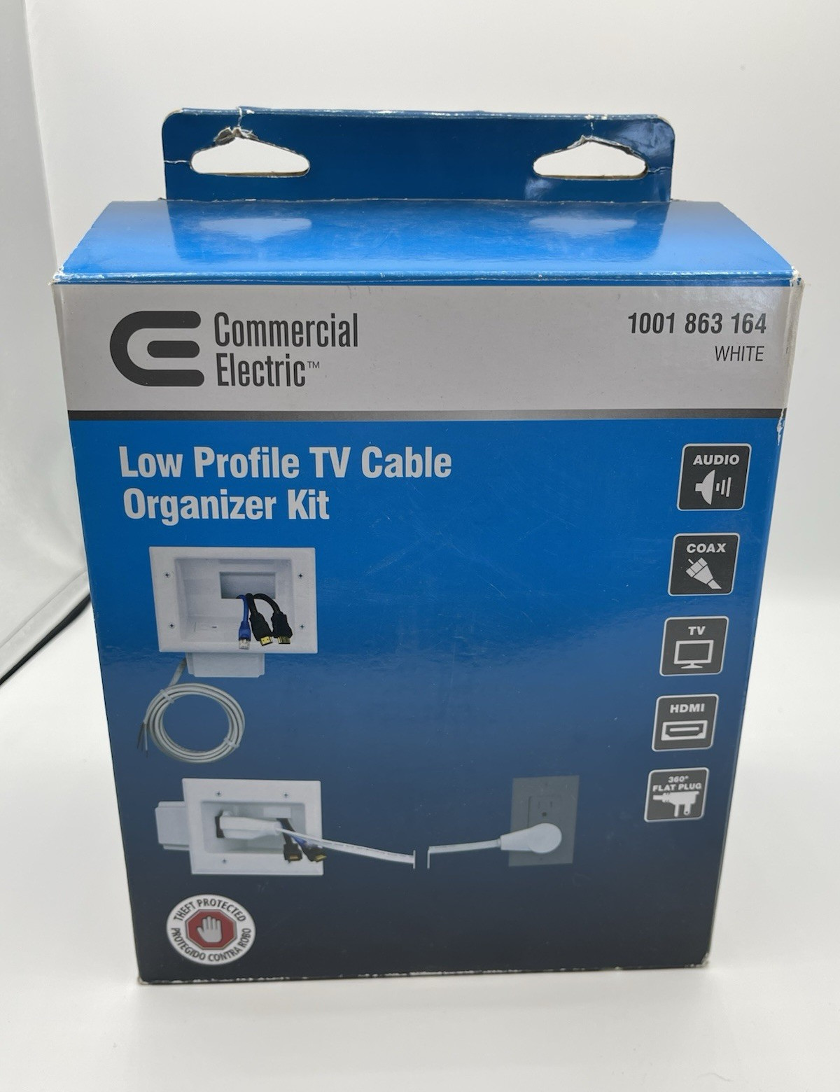 Commercial Electric Low Profile TV Cable Organizer Kit White 1001 863 164