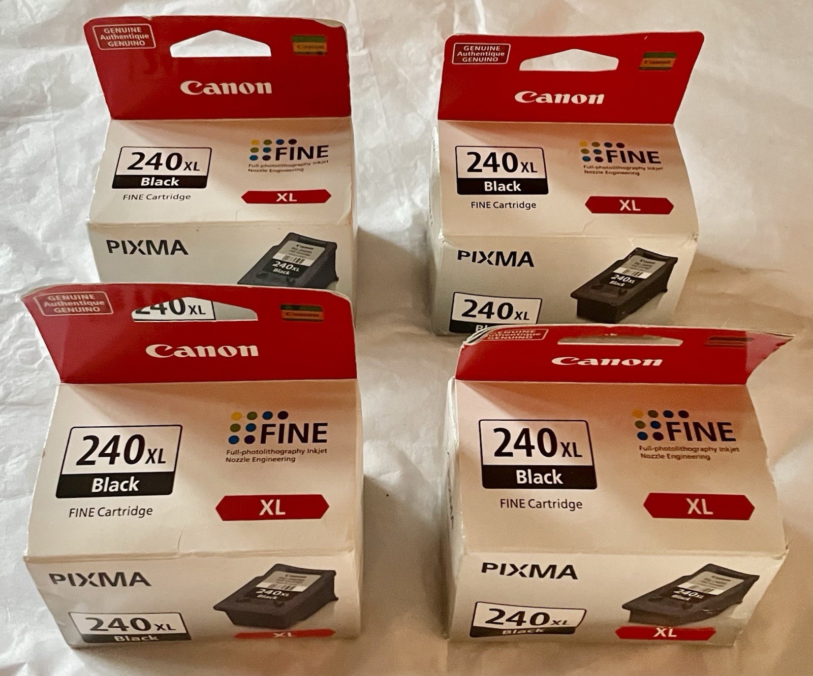 Canon 240XL Black Ink Cartridges Pixma Fine Factory Sealed Lot Of Four Original