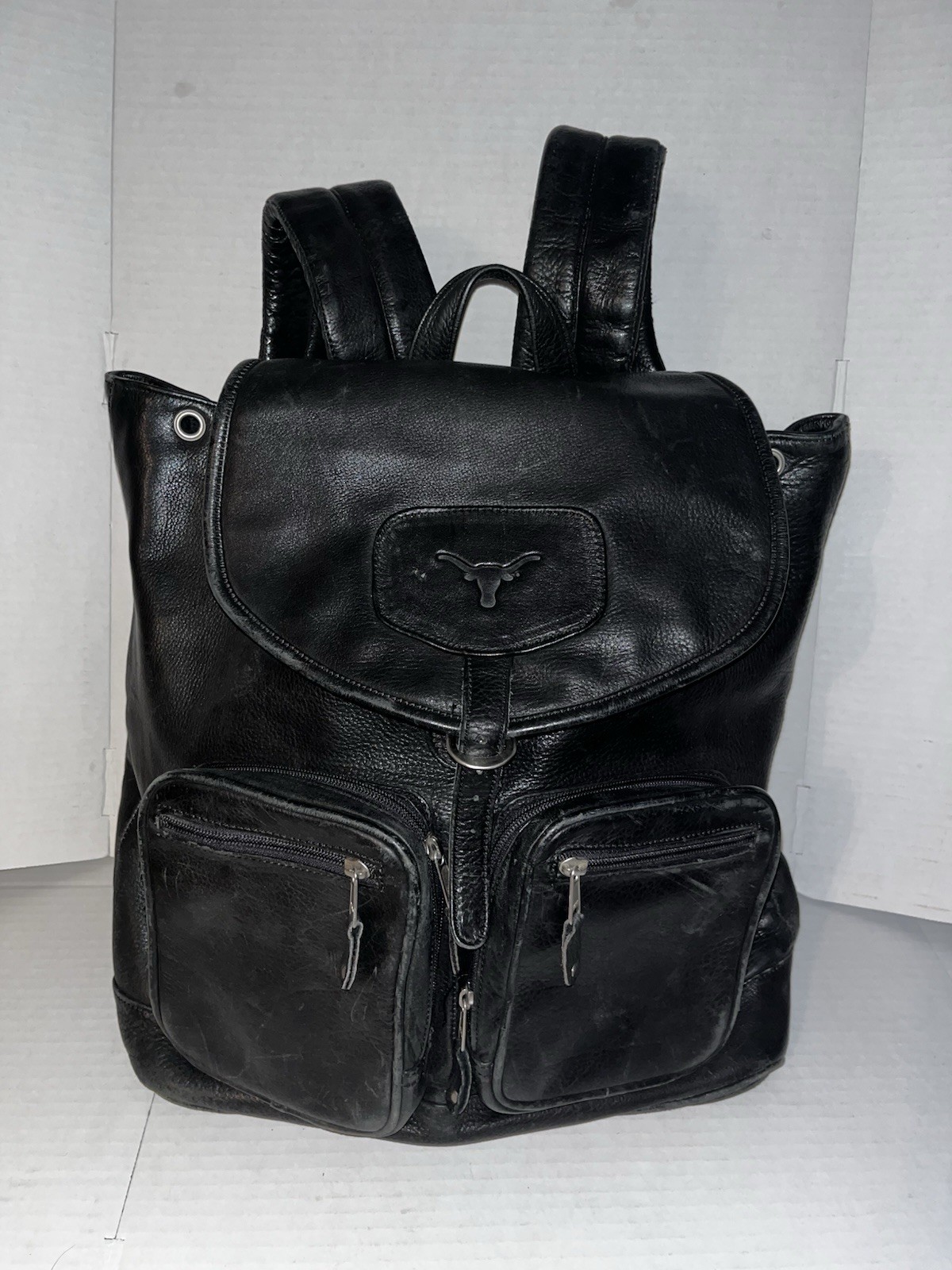 Canyon Outback Leather Goods Black Large Backpack Heavy Duty Distressed Laptop