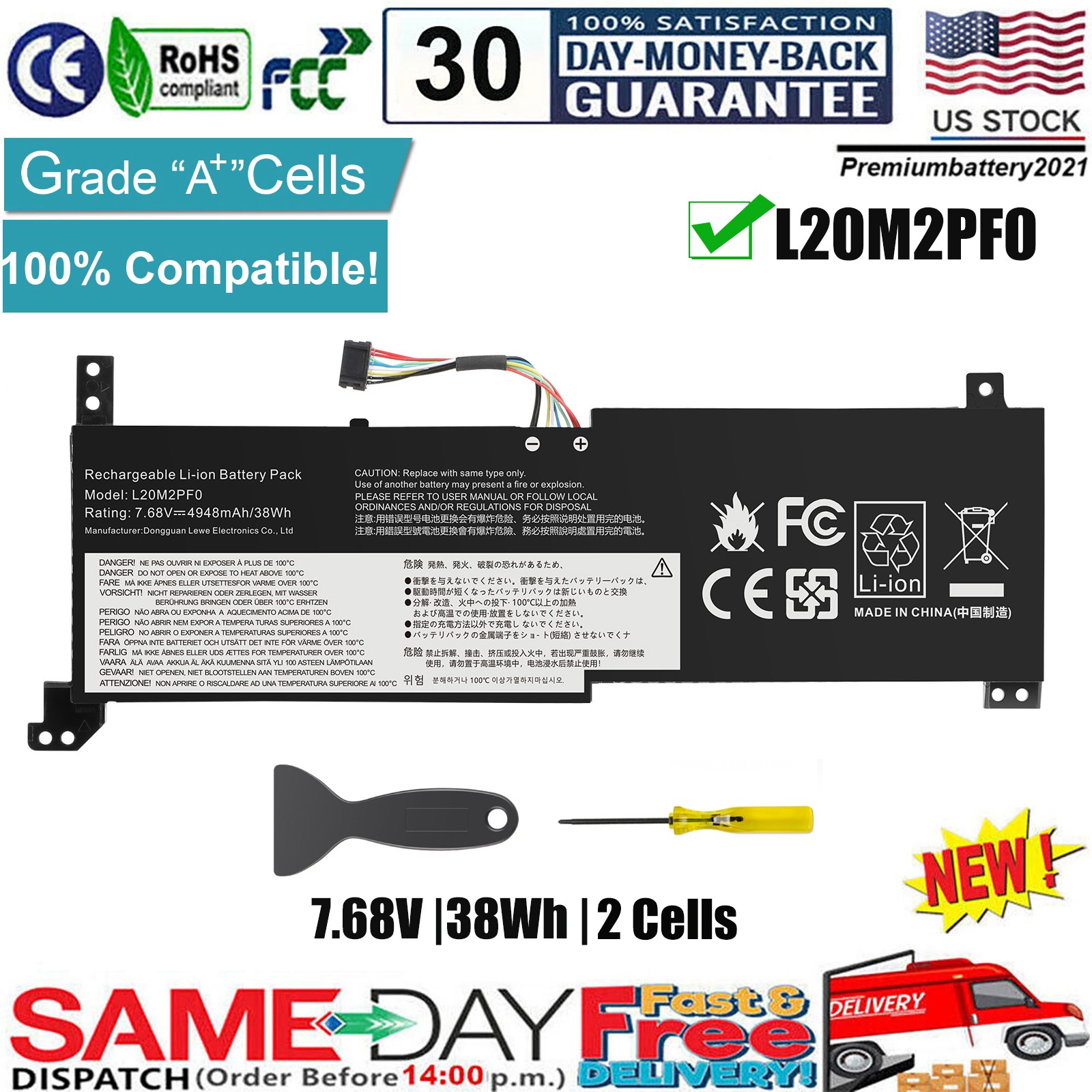 ✅L20M2PF0 L20L2PF0 Battery for Lenovo V14 V15 G2-ITL G2-ALC V17 G2-ITL G3 ABA