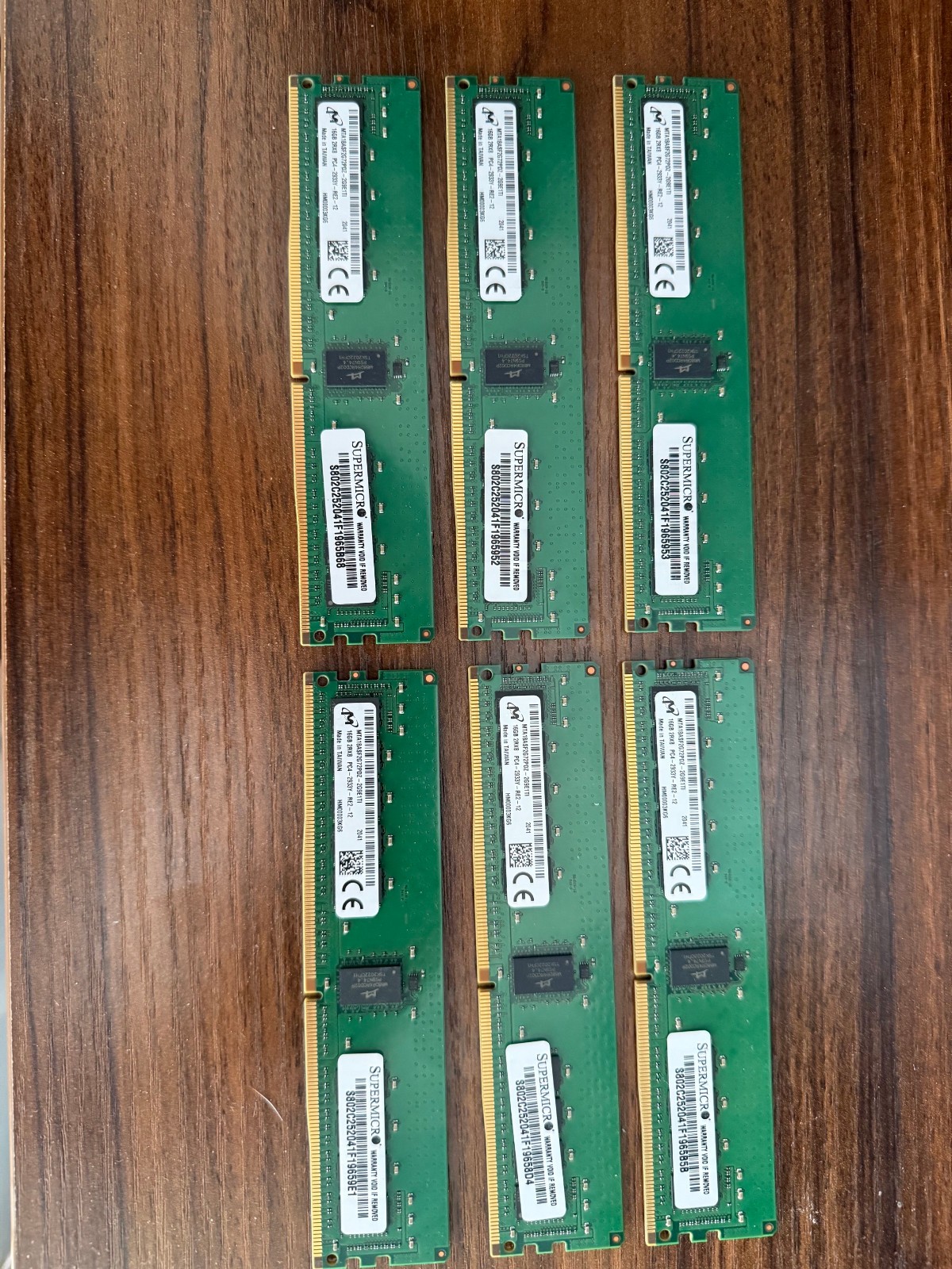 96GB (6x16GB) PC4-2933Y DDR4 ECC RAM Micron MTA18ASF2G72PDZ-2G9E1