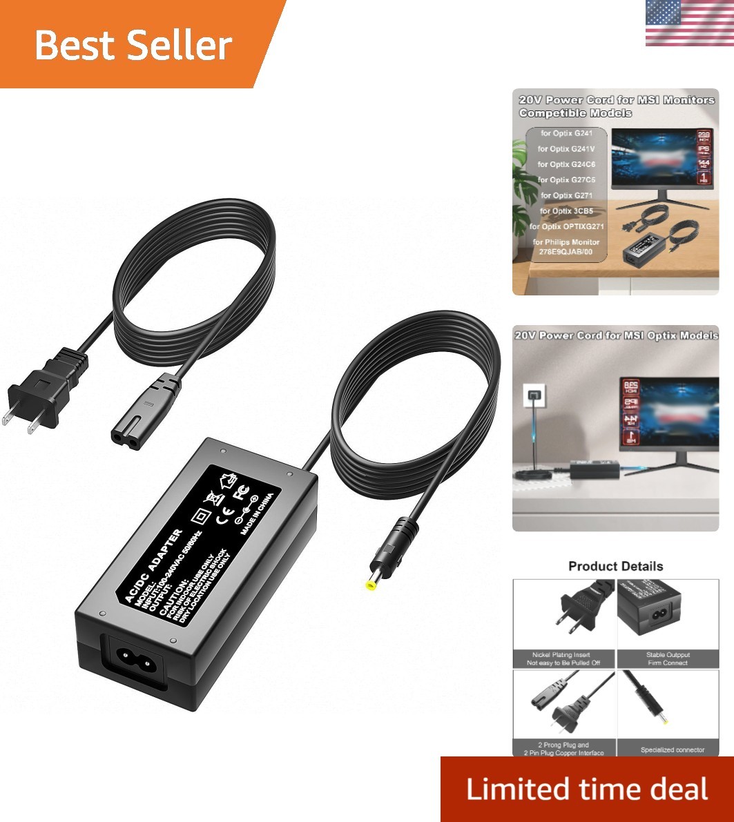 Compact and Durable 20V Charger for MSI Optix G24 G27 G32 Gaming Monitors