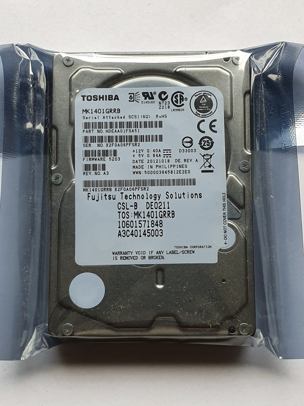 147GB SAS Fujitsu Toshiba MK1401GRRB A3C40145003 15000rpm 6Gb/s 2.5" New
