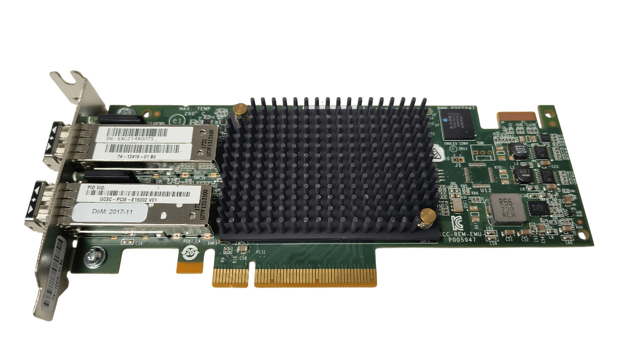 Cisco Emulex LPE 16002 Dual Port 16Gb HBA UCSC-PCIE-E16002 HH Bracket w/SFPs