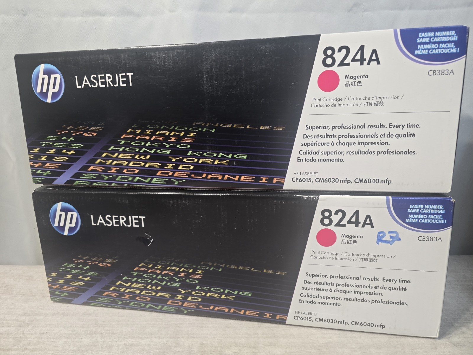 2 Genuine HP Laserjet 824A CB383A Magenta Toner Cartridge  CP6015 CM6030 CM6040