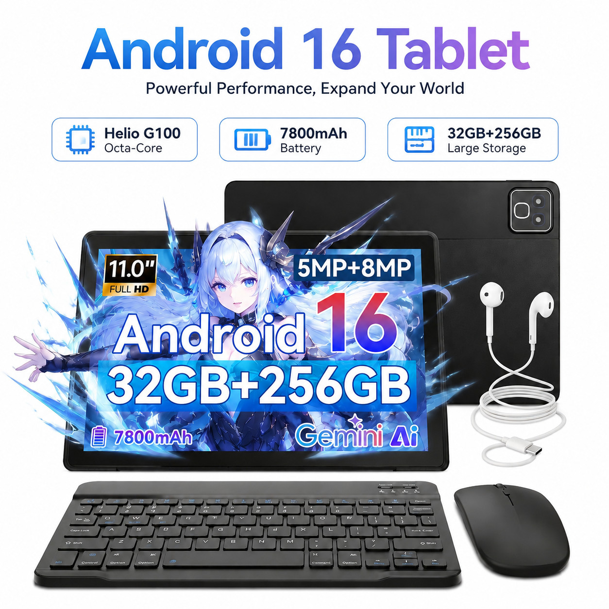 2026 NEW Tab Android 16 Tablet 11Inch 32GB+256GB 7800mAh 13MP Widevine L1 Maps