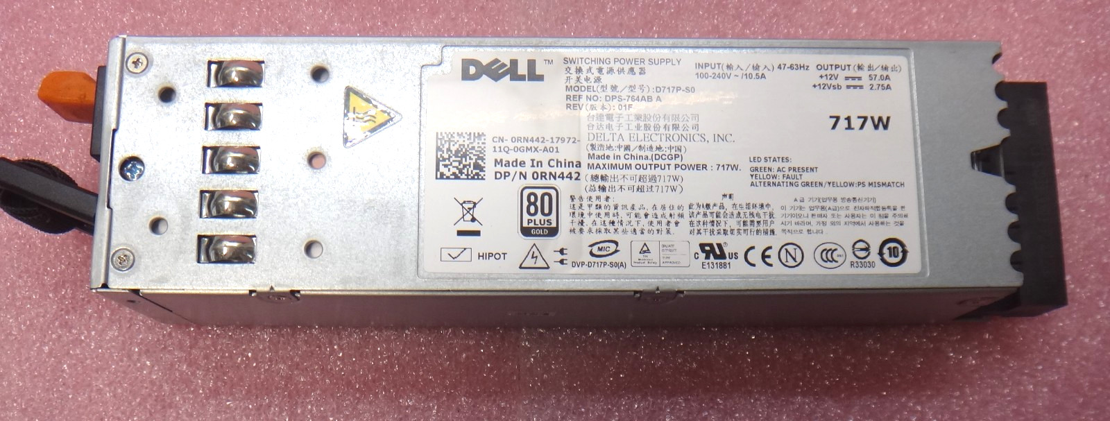 Genuine Dell DPS-764AB A D717P-S0 0RN442 Switching Power Supply 717W