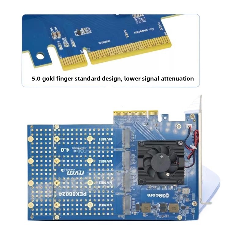 PEX88024 4 Port M.2 NVMe SSD PCIe X8 Adapter PLX88024 PCIE 4.0 IT Mode No split