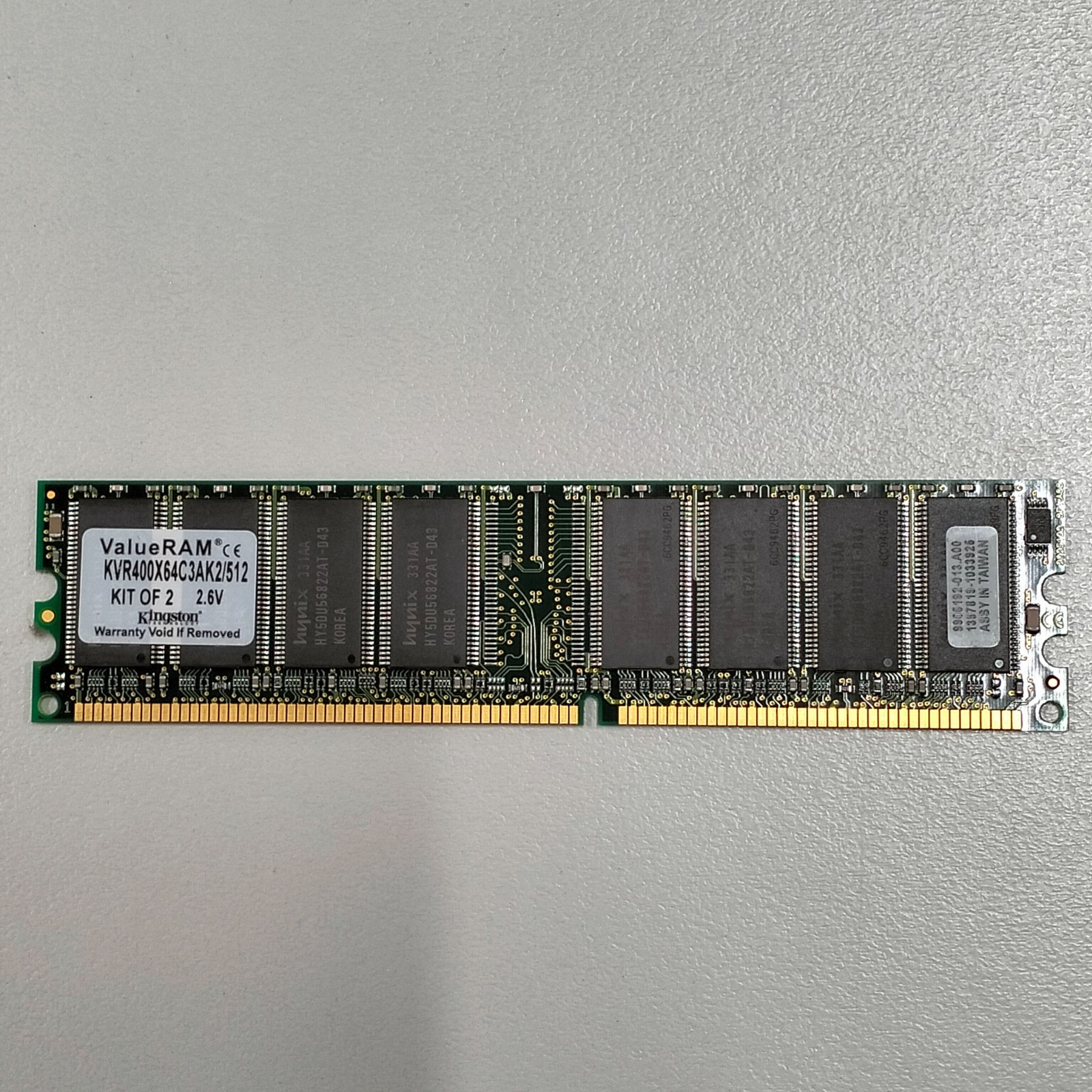 Kingston 256MB DDR1 RAM PC-3200 400MHz CL3 2.6V non-ECC DIMM KVR400X64C3AK2/512