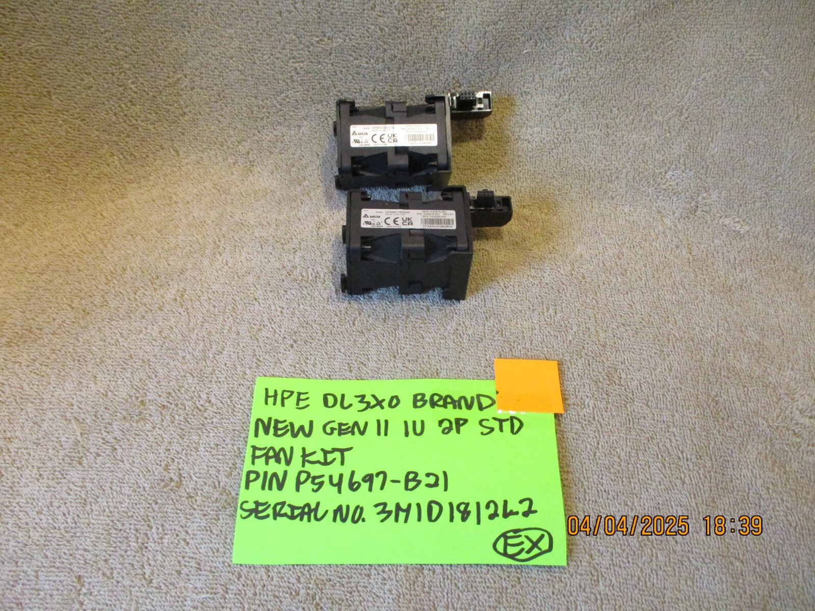 HPE DL3XO BRAND NEW GEN 11 1U 2P STD FAN KIT STILL IN THE ORIGINAL BOX 