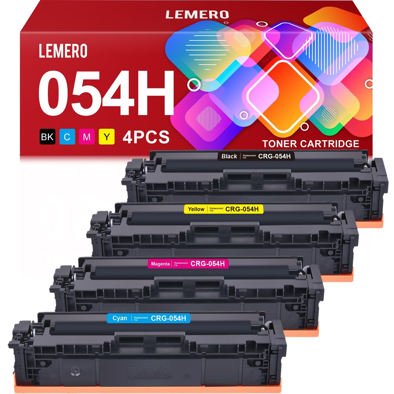 Lemero Replacement for Canon CRG-054HSet  Toner Cartridge 4 pcs
