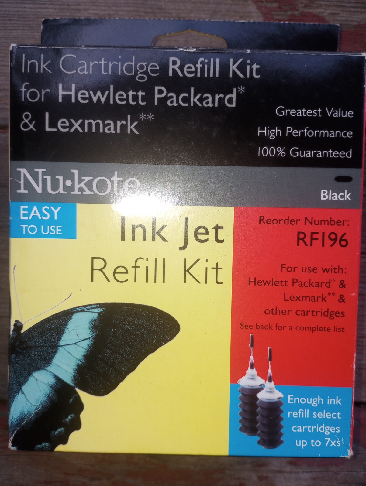 NU KOTE INK JET REFILL KIT RF196 HEWLETT PACKARD LEXMARK BLACK New