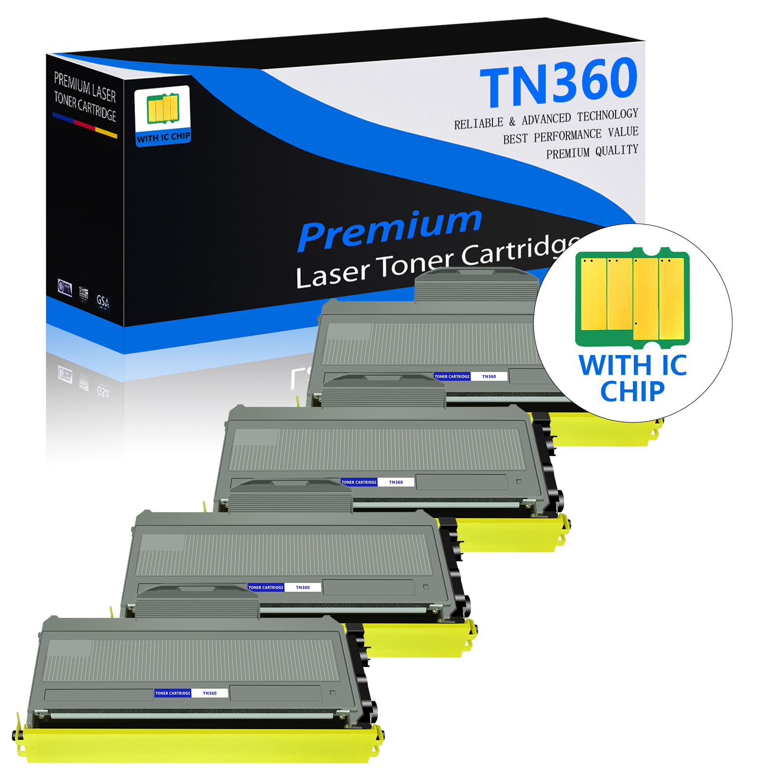 4PK TN360 Toner Cartridge for TN-360 Brother DCP-7030 HL-2140 MFC-7320 MFC-7345N