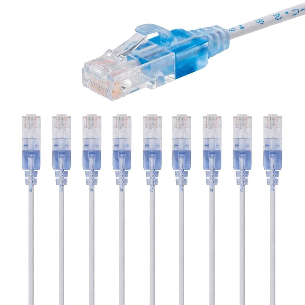 10x 25FT CAT6A RJ45 Ethernet LAN Network Patch Cable Copper 10G Slim 30AWG White