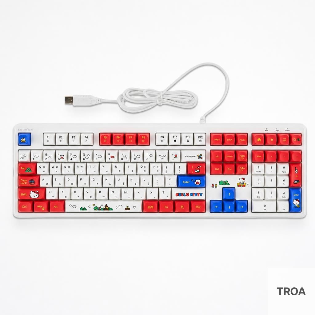 Sanrio Hello Kitty Wired LED Keyboard 108 Key USB Quiet PC Gaming HK-LW108