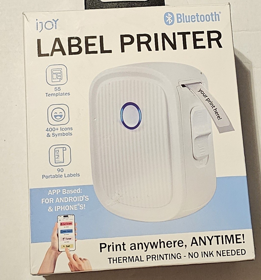 iJOY Bluetooth Thermal Mini Label Printer L12 White Android iPhone New Boxed