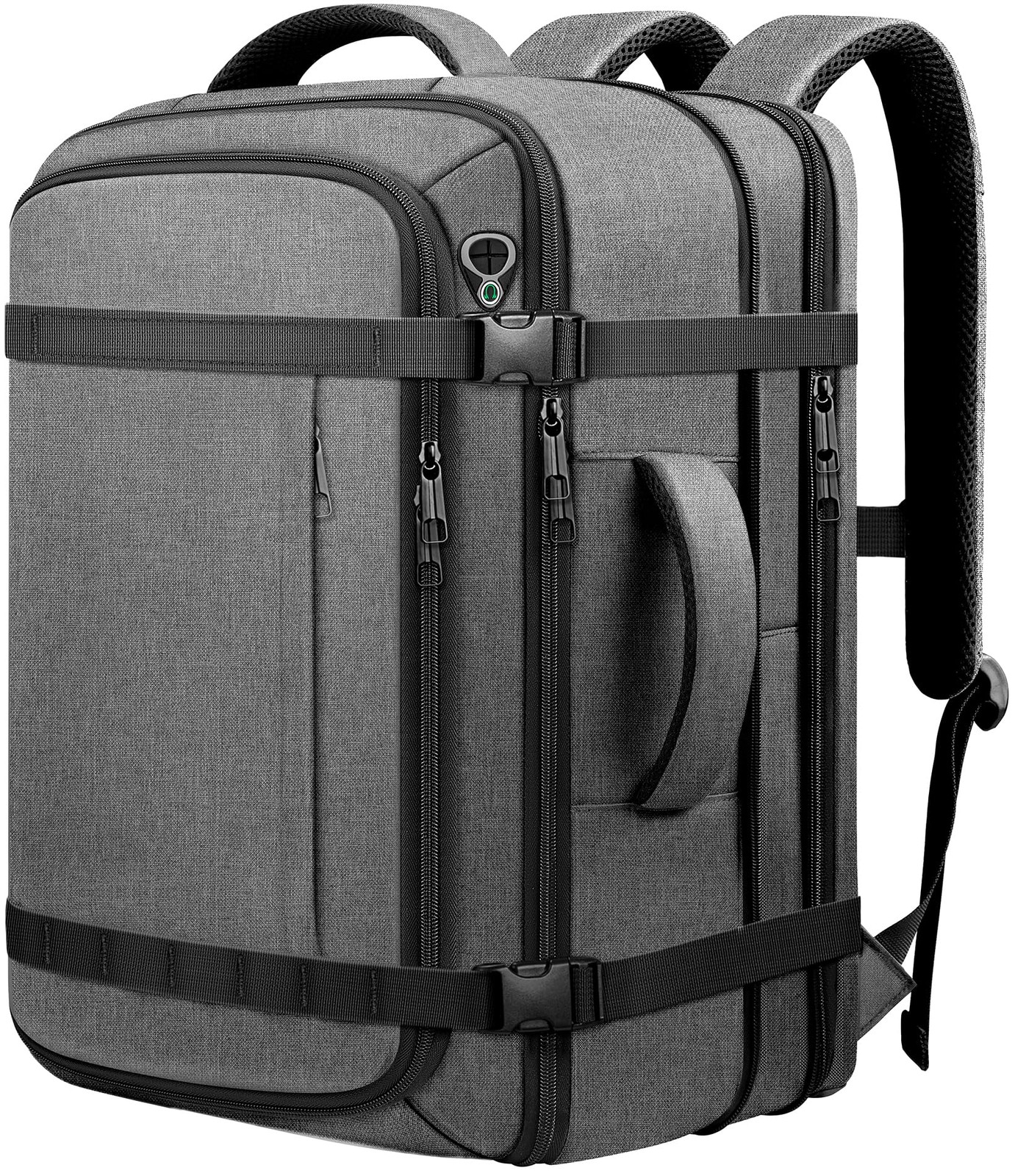 Spacious Carry On Backpack,Expandable Large 18.4inch (22"x14"x9"), Grey