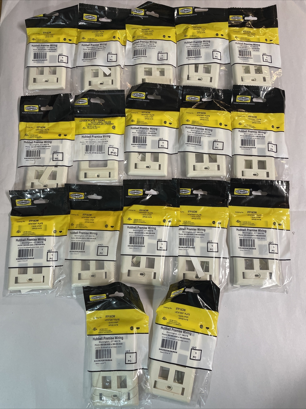 Lot 17 New Hubbell IFP16OW I-Station 6 Port Plate Office White @MB158