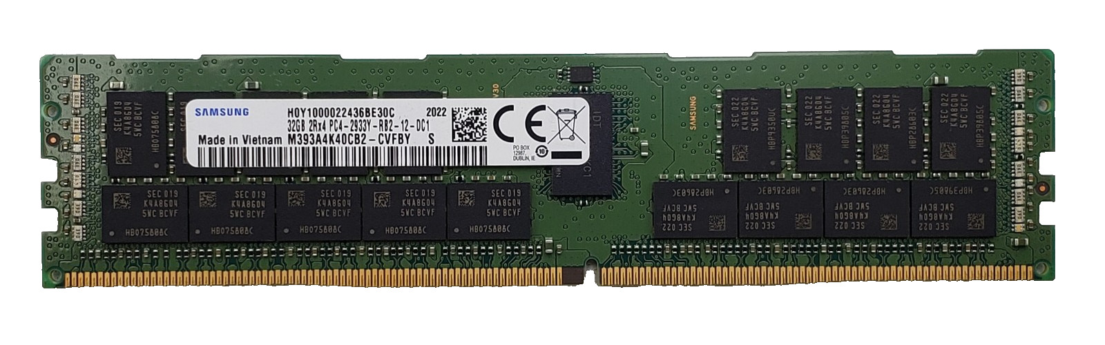 Samsung 32GB PC4-2933Y 2Rx4 DDR4-2933 ECC RDIMM Server RAM M393A4K40CB2-CVFBY.