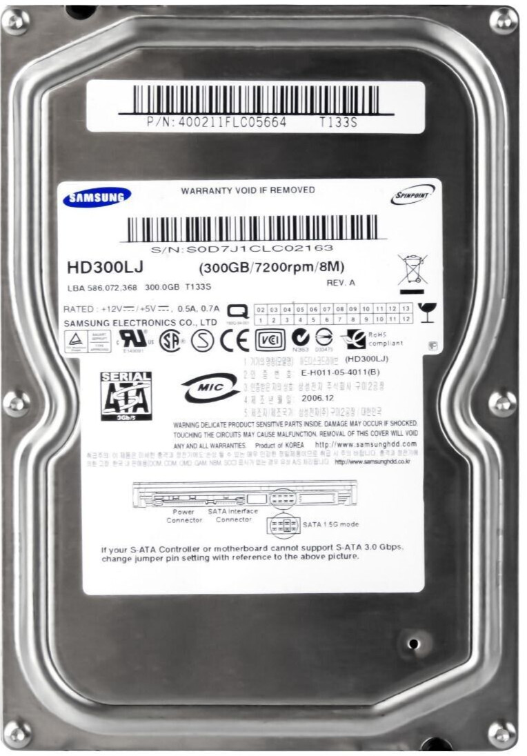 HARD DRIVE SAMSUNG SPINPOINT T133 HD300LJ 320GB 7200RPM 16MB SATA II 3.5" inch