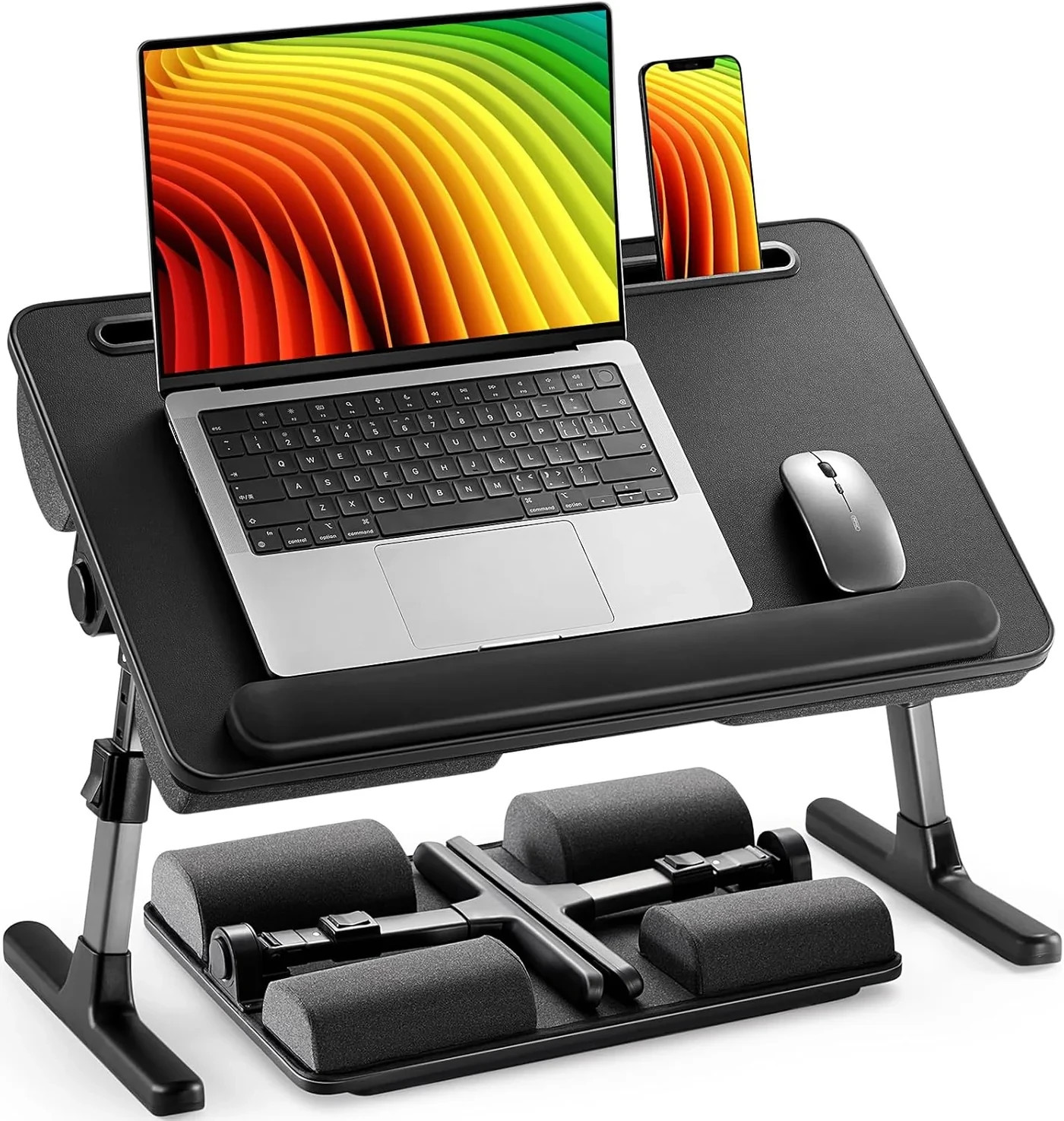 Huanuo 24" 5-Level Adjustable Lap Desk Laptop Bed Foldable Stand Tilt Tray Black